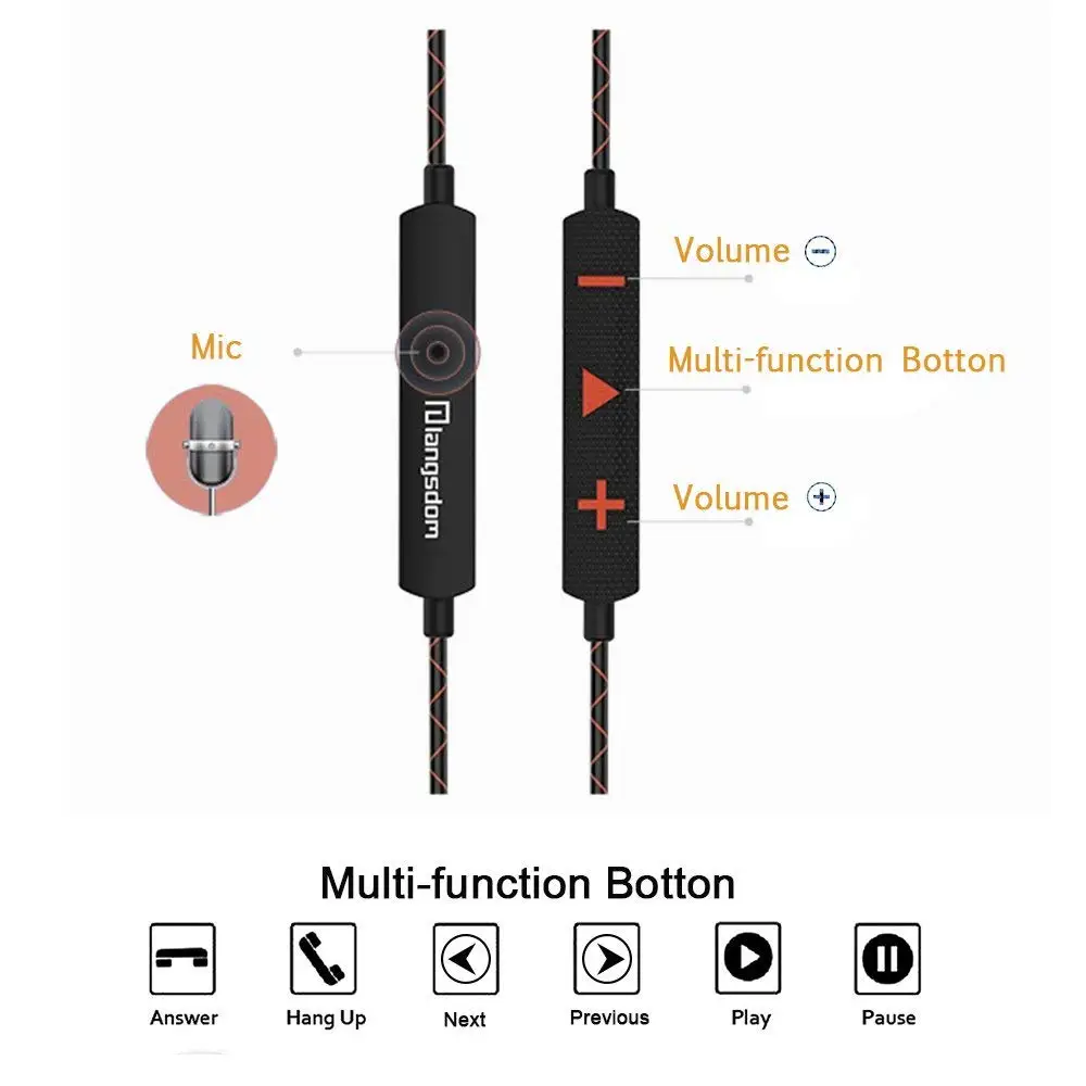 SP90 Ear Hanging Sport Earphone With Mic and Volume Control