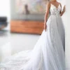 Big train ready made tail fit and flare wedding dress