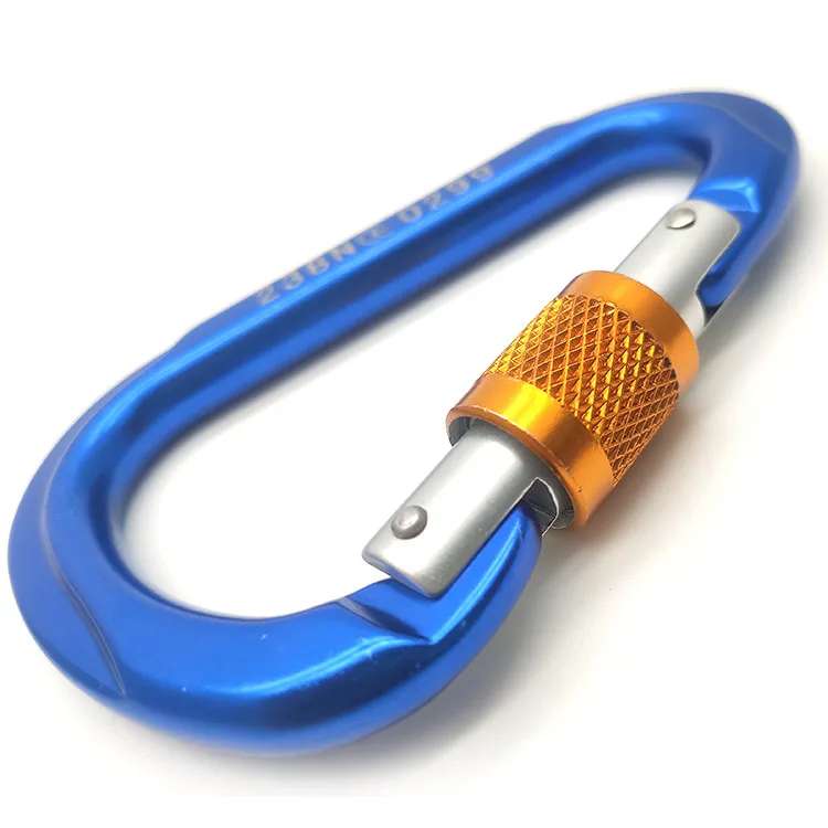 High Quality 25KN Aluminum Hook with Lock Industrial Widely Used Fasteners Carabiner Clips for Climbing/Hiking/Hammock