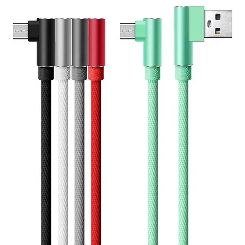 

Right Angle Charge And Data 90 Degree Micro USB Cable for xiaomi, Black;silver;grey;red;mint