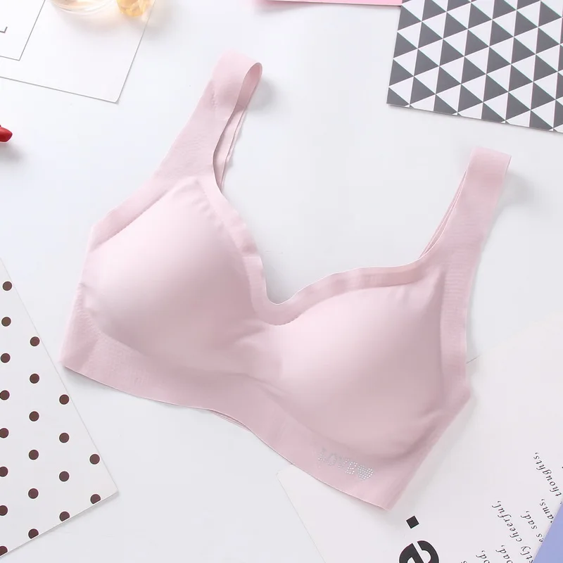 Seamless Bra Wireless Vneck Sleep Bra Onepiece Ice Silk Traceless