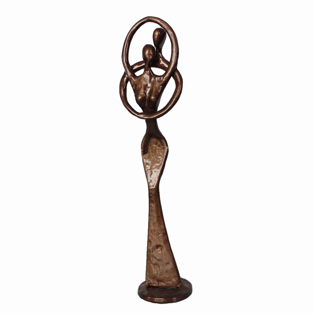 Abstract metal arts and crafts cast iron couple sculptures for home decor