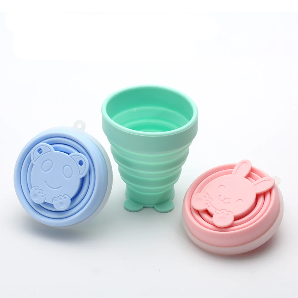 

Custom 200ml Logo Colorful Outdoor Travel Silicone Foldable Water Collapsible Cup With Lid, Red;blue;green;yellow or customized