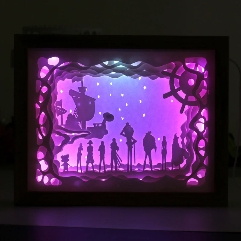 Automatically Color Change Paper Craft Shadow Picture Box Frame 3d Wall