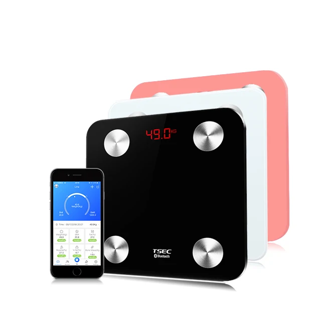 

IOS & Android Loss Tracking App Composition Monitor digital Smart Bathroom Body Bluetooth Fat Scale, Black