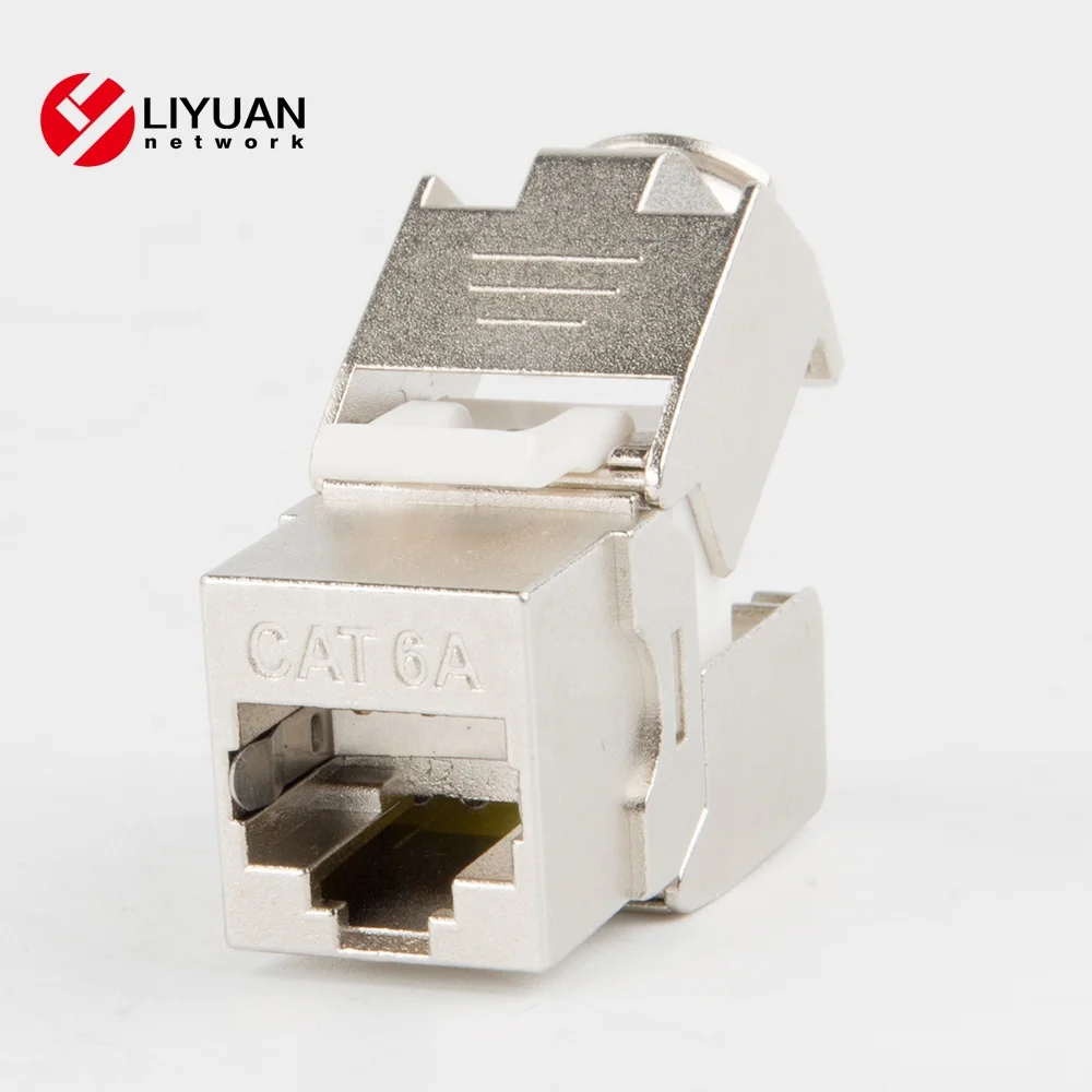 
zinc alloy 180degree RJ45 STP Toolless keystone jack 6a 