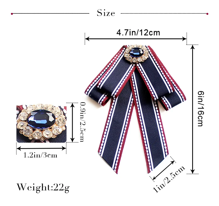New Stripe Women Bow Ties Brooches Vintage Collar Shirt Dress Accessories Jewelry Bow Ties Suitable For Wedding Party