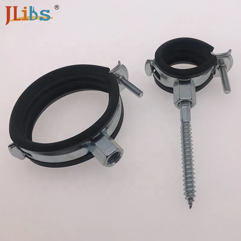 
Galvanized pipe clamp with rubber cushion and rubber pipe clamp clip 