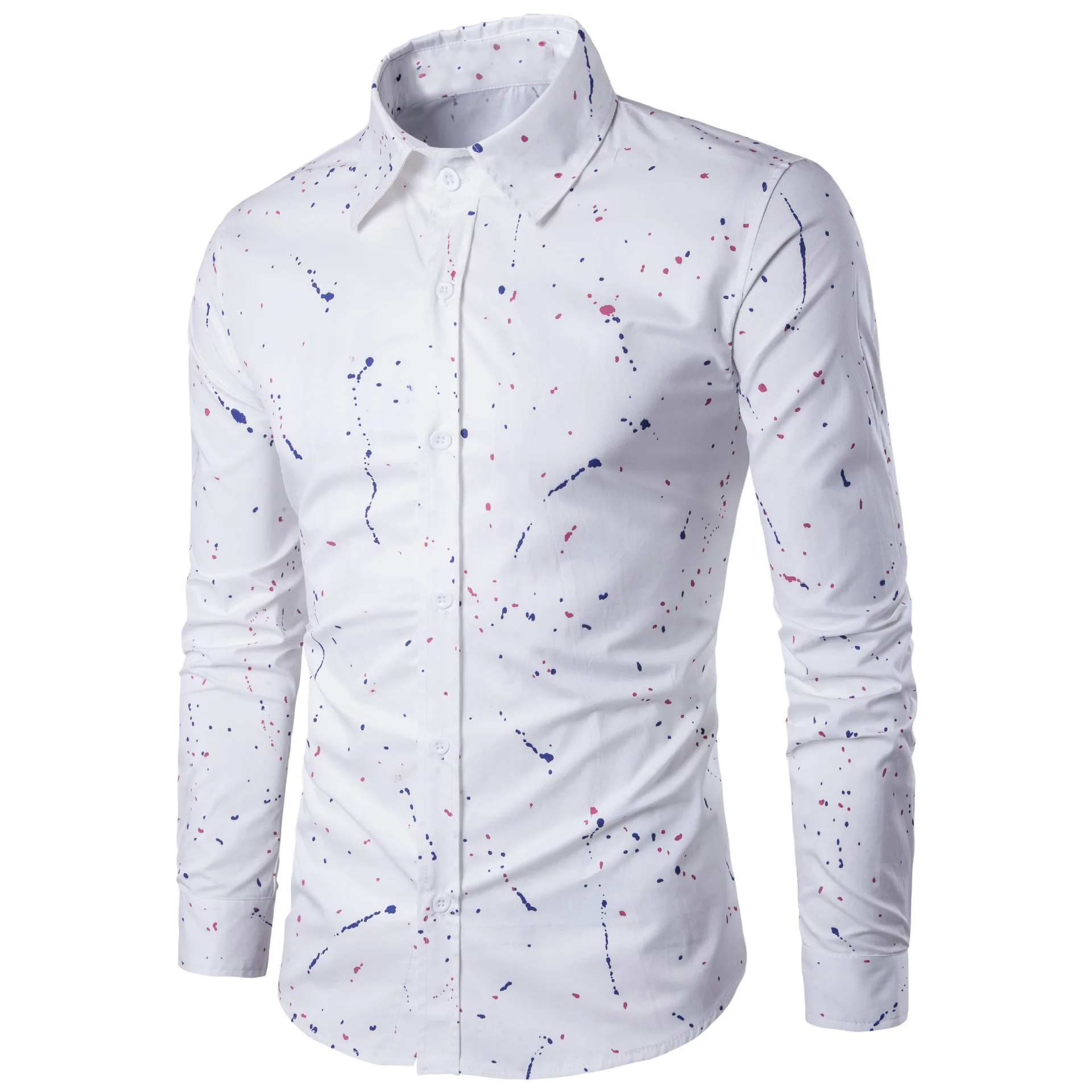 

E7C04 VZFF Slim and personal-print new long-sleeved club handsome shirts for men, Shown