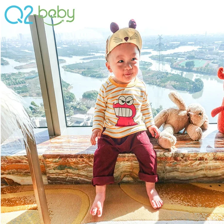 
Custom side stripe casual baby shirt cartoon clothes autumn 1795 