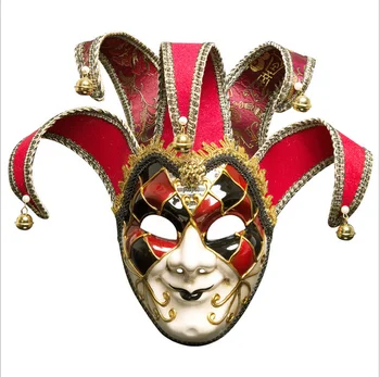 Smiling Jester Joker Full Face Men Venetian Masquerade Decorative Wall ...