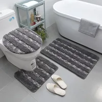 

New Style Chenille & Microfiber Mixed Bath Mat, Lid Cover and Pedestal Set