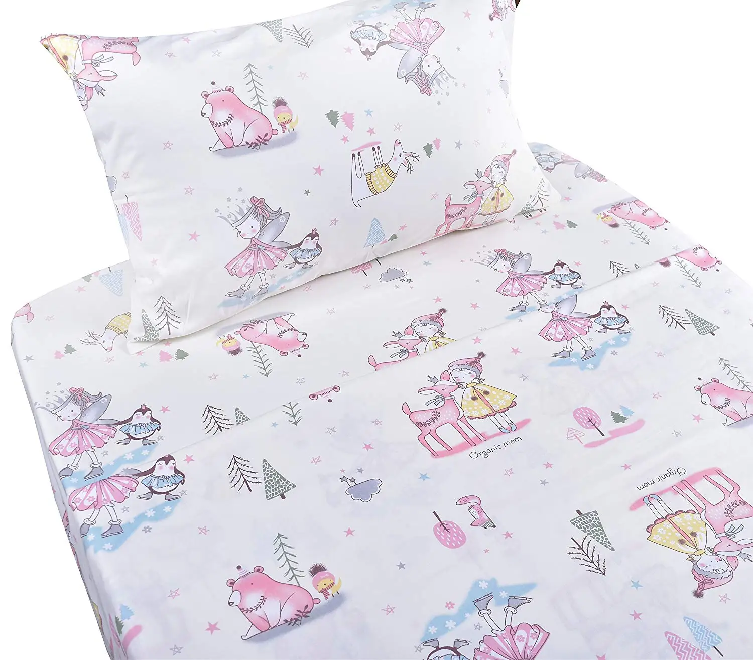 Scientific Sleep Cute Panda Cotton Cozy Twin Bed Sheet Set Flat Sheet /& Fitted Sheet /& Pillowcase Bedding Set 13, Twin