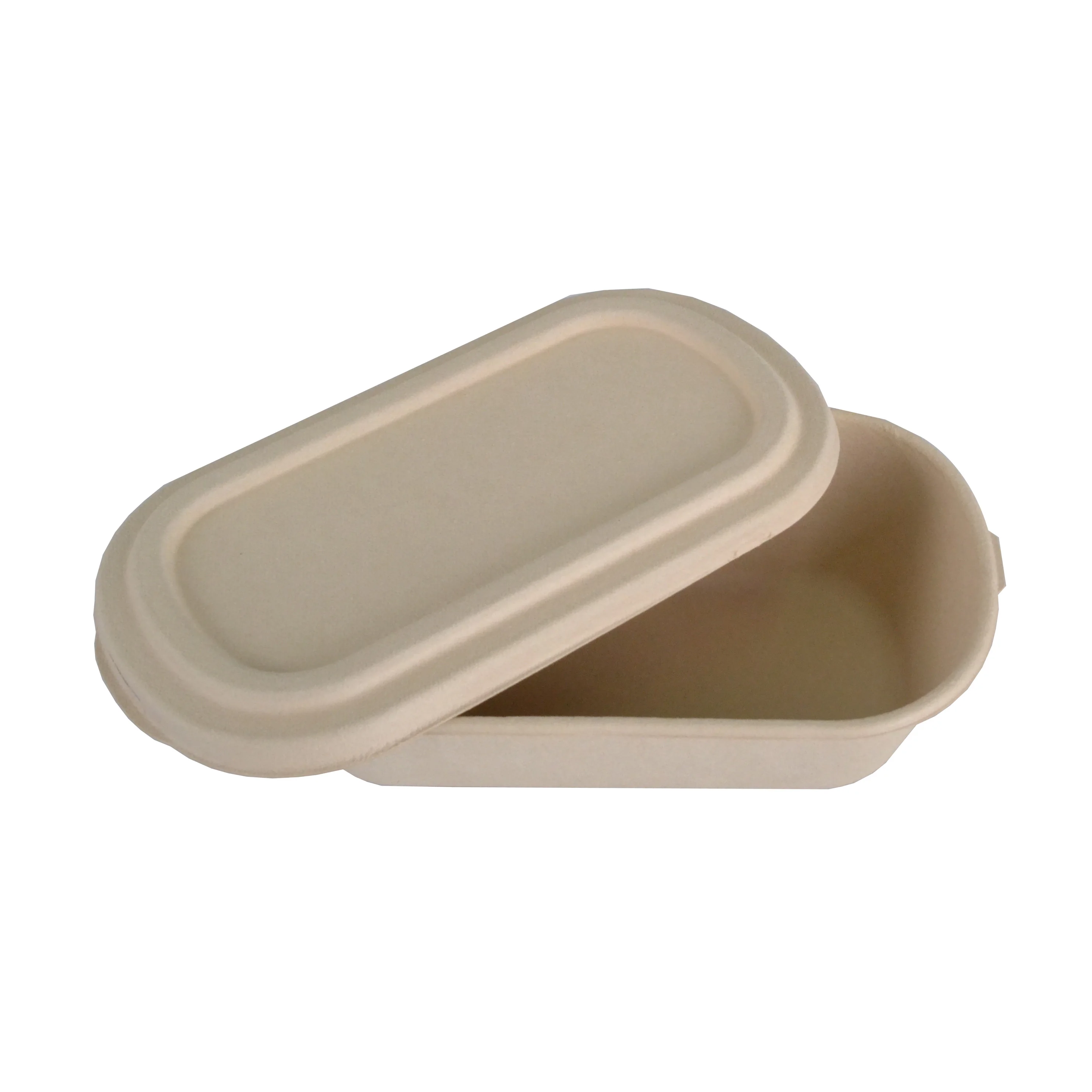 

1000ml biodegradable bamboo pulp paper T buckle storage box eco-friendly oil-proof container lunch box, Natural color;brown