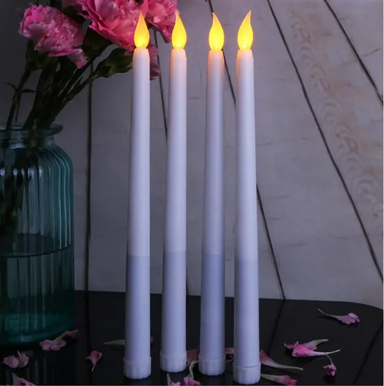 11 Inch Led Flameless Taper Candles / 28cm Yellow Flikcer Led Long ...