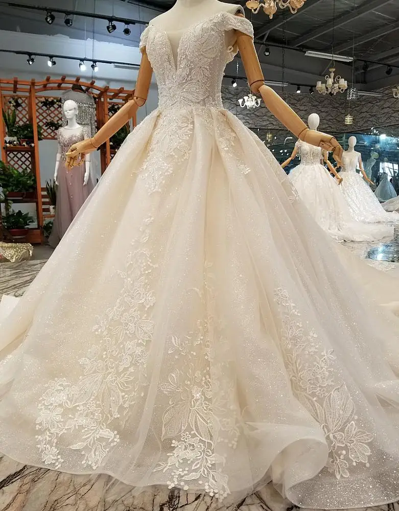 

Jancember LS854001 Real wholesale off shoulder lace long train sexy a line wedding dresses in istanbul