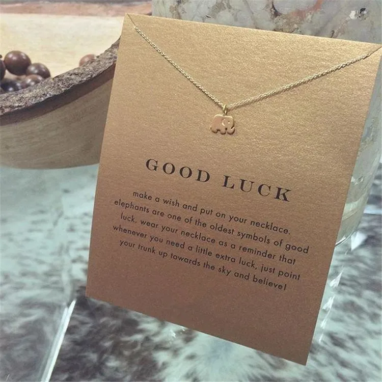 

High Quality Jewelry 14K Gold Plated alloy letter card Elephant Pendant Necklace
