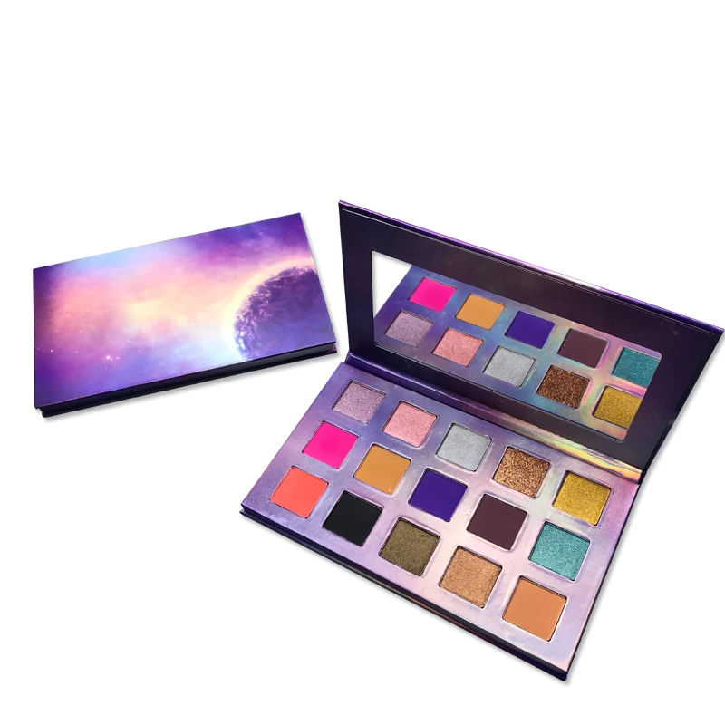 

Makeup 15 colors private label cosmetic eyeshadow palette glitter oem logo
