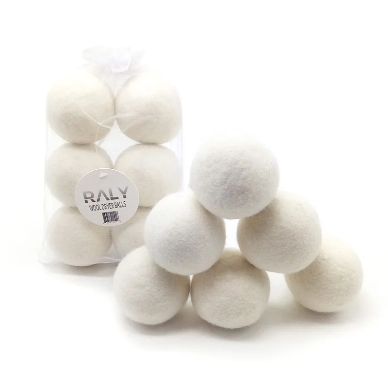 

Eco-friendly organic 100% New Zealand wool felt laundry dryer balls with cotton bag, White