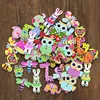 Hot Sale 50PCs/Bag Two Holes Mixed Cartoon Animal 2 Holes Wooden Baby Buttons