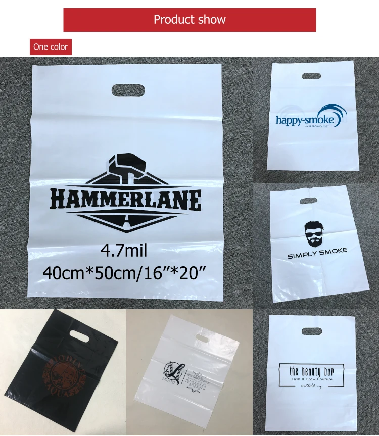 wholesale punch hole bags handle ldpe die cut large plastic bags with your brand name