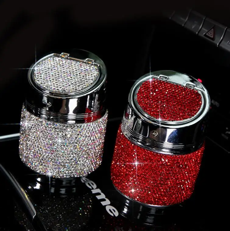 Custom Luxury Ashtray Portable Auto Crystal Car Ashtray Cup Bling