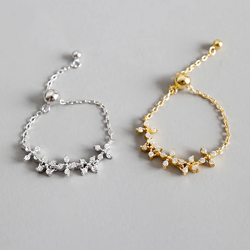 

Adjustable sterling silver chain link ring