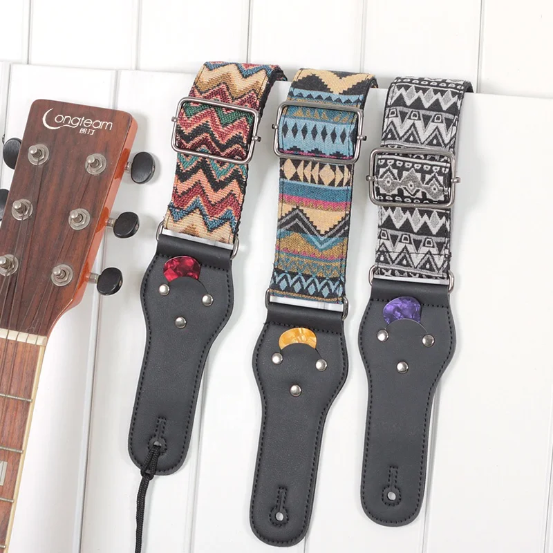 

Longteam brand ethnic style acoustic guitar strap bass and electric guitar strap embroidery style guitar straps