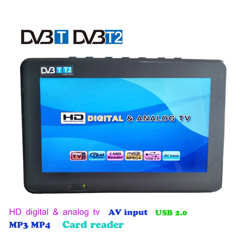 

7 inch DVB-T-T2 Digital Analog Television 1024x600 Resolution Color 50Hz Portable Car Mini TV Support TF card