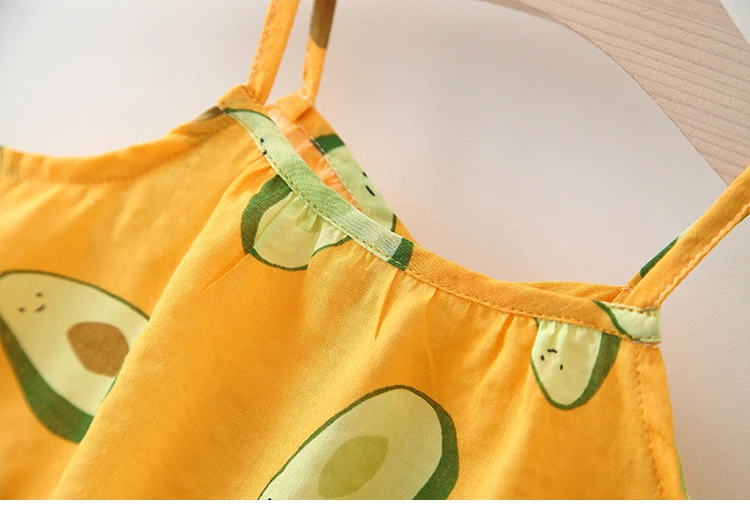 Fashion avocado printing two piece set for baby girls kids clothing