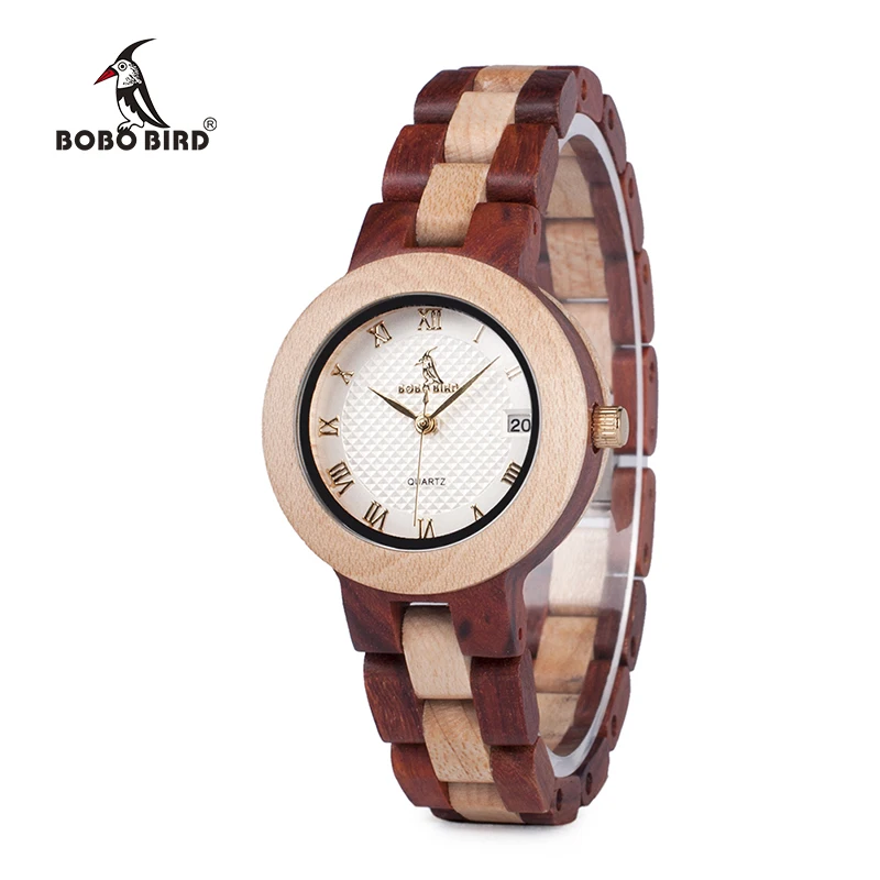 

BOBO BIRD M19 China supplier natural maple handmade women wooden wristwatch with red sandalwood strap, Picture