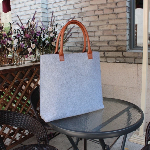 

grey felt tote bag women felt laptop bag, Light grey, black or customized