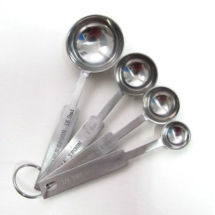 2018 Hot Sale New Product 4pcs Stainless Steel Measuring Spoon Milk Tea Coffee Spoon Scoop Cup Suit Scale Cooking Tool