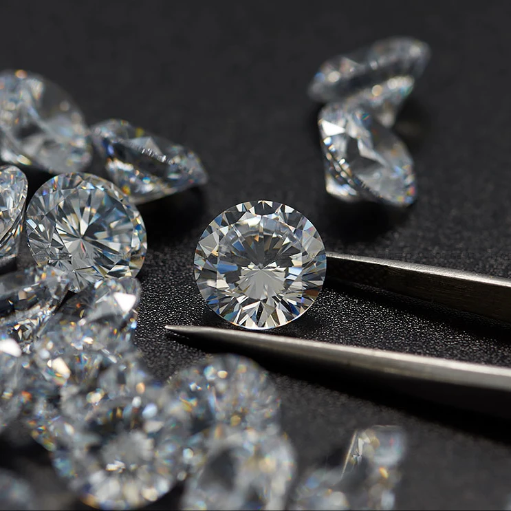 

Synthetic high heat treated round white cubic zirconia round white CZ for silver jewelry