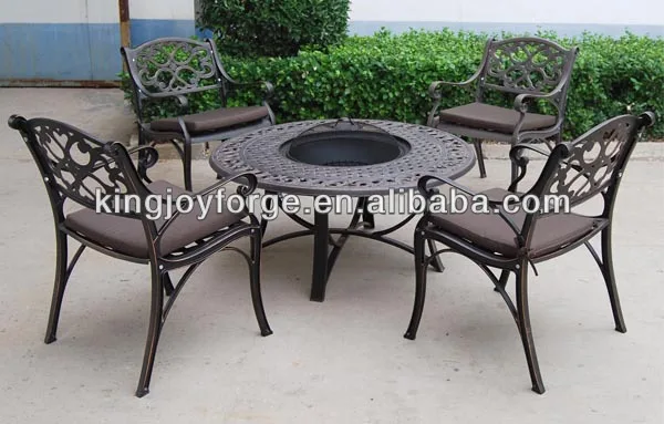 Hot Sale Garden Die Cast Aluminum Fire Pit Table Sets With Chairs