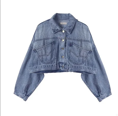 

X86245B lady cropped denim jacket women loose jean jacket, As picture