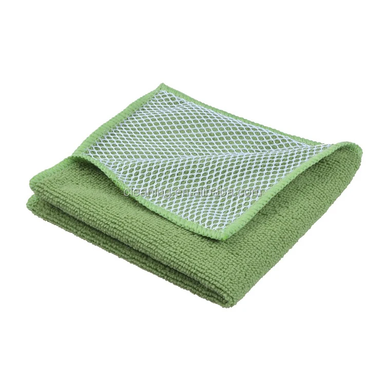 Microfiber Dish Cloths With Mesh Scrubber To Clean Kitchen Made In