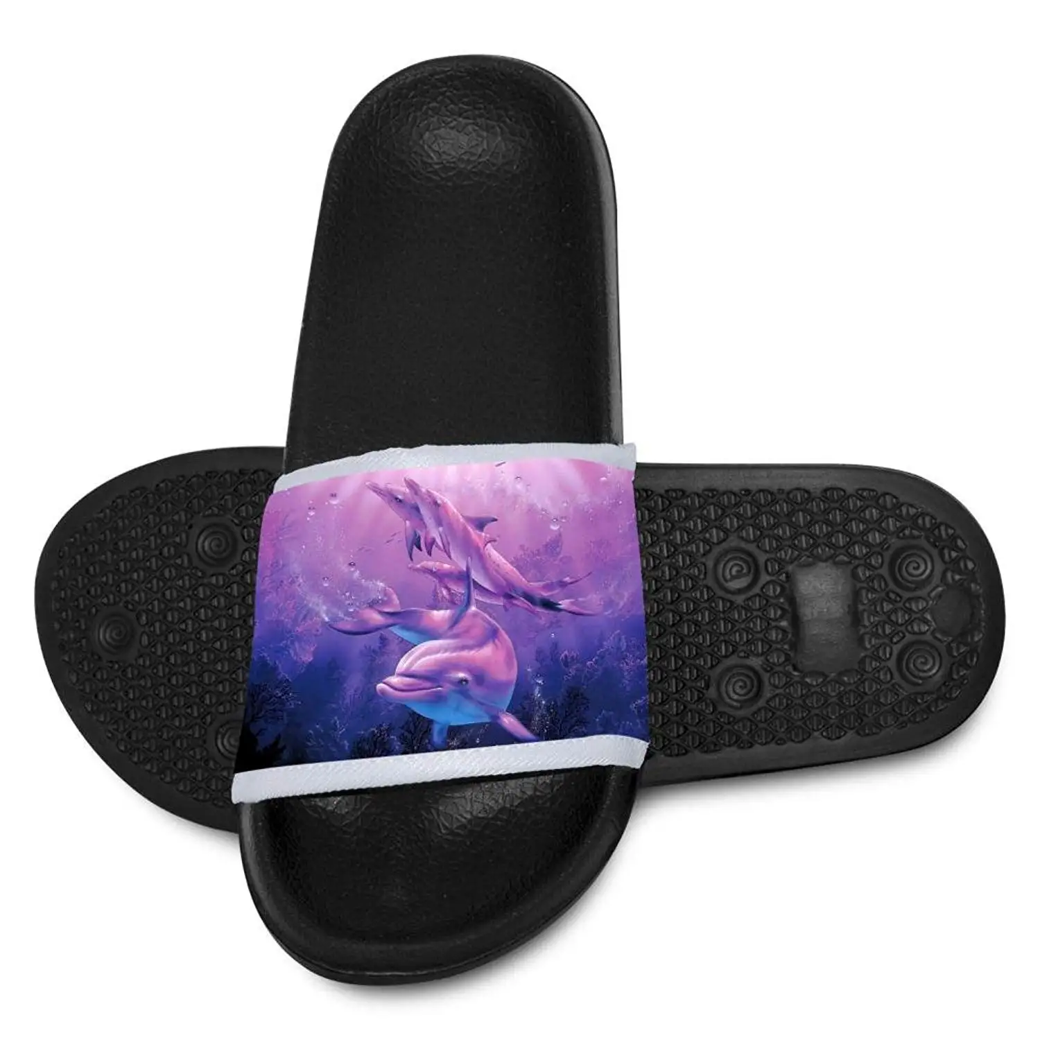 Kids Hawaii Slipper 3D Dolphins Lovers Open Toe Non Slip Shower Shoes Flip-flop Flat Sandals