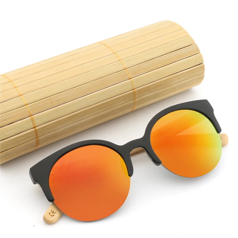 

new fashion Custom Logo wooden bamboo sunglasses OEM cat eye mirror PC sunglasses sun glasses, Custom colors
