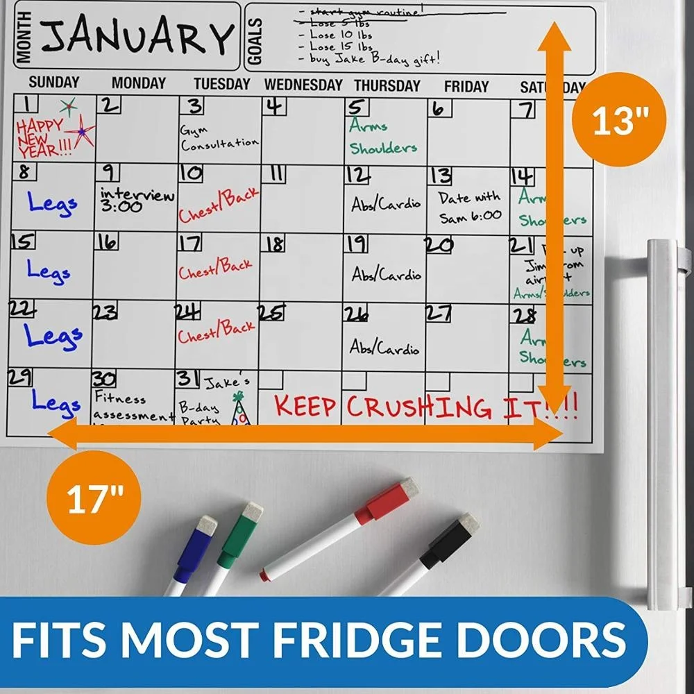 
Custom available 17*13 inches Magnetic Dry Erase Calendar Board Monthly Refrigerator Whiteboard Calendar 