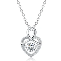 

Hainon 925 sterling silver necklace heart shape shiny zircon pendant necklace for women wedding jewelry gift wholesale