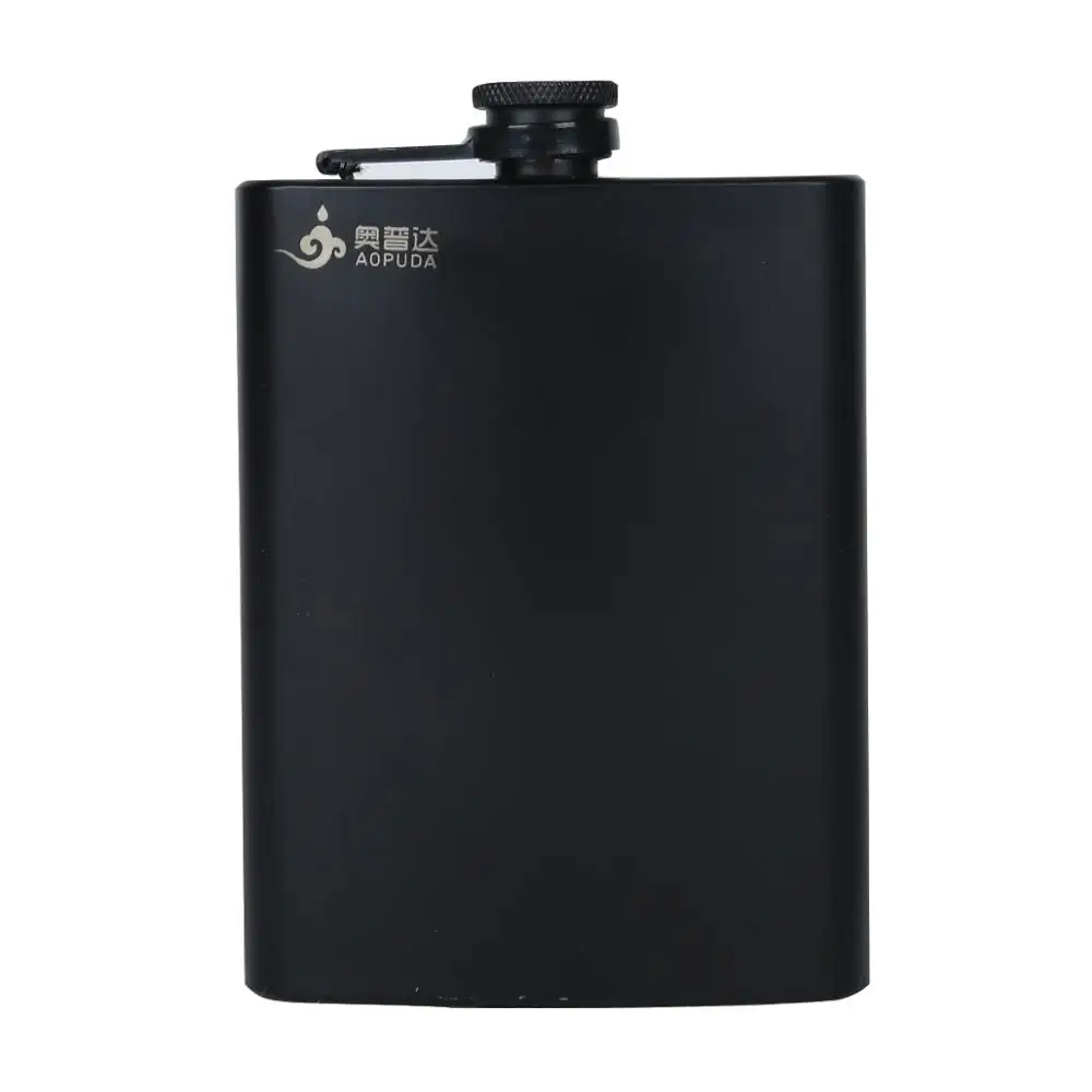 

personalized engraved laser logo black 8oz metal hip flask in stock
