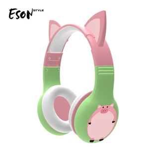 Eson style Brand New Unique design Water-print Wired Share Music CE Rohs FCC CA65 Fordable 360 degree cat ear kids headphone