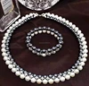 White Pearl connect black Pearl necklace and bracelet,.fashion DIY according to Customs Size jewelry set
