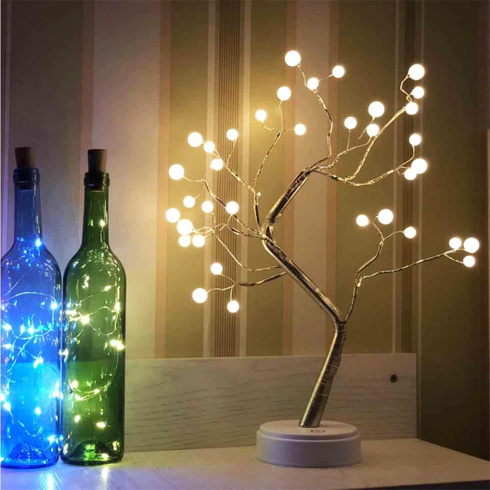 Holiday Christmas LED Artificial Decoration Tree Light Table Lamp Night Light