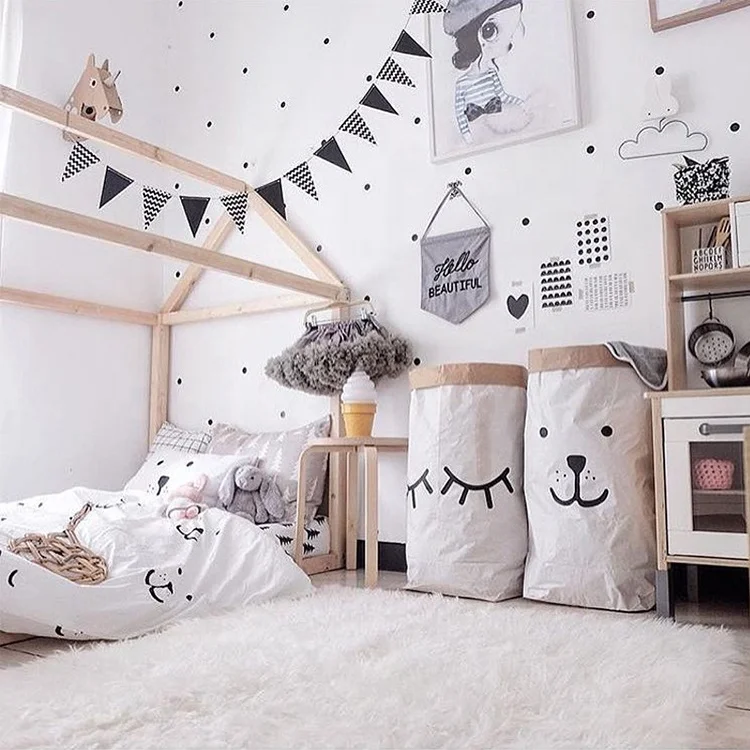 

Hot sale decorative heavy kraft paper storage bag for baby clothes and toy