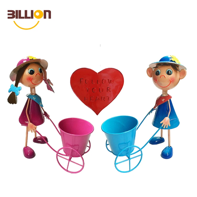 

Wholesale Cartoon Girl And Boy Iron Flower Pot