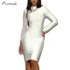 OCSHQ200 High round collar bling bling cocktail dress with lace up