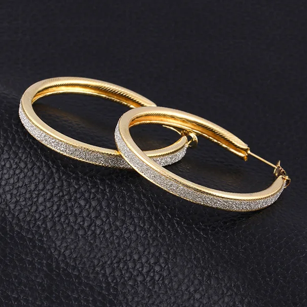 

Large round cuff earrings South Korea gold jewelry plated hot crystal earring