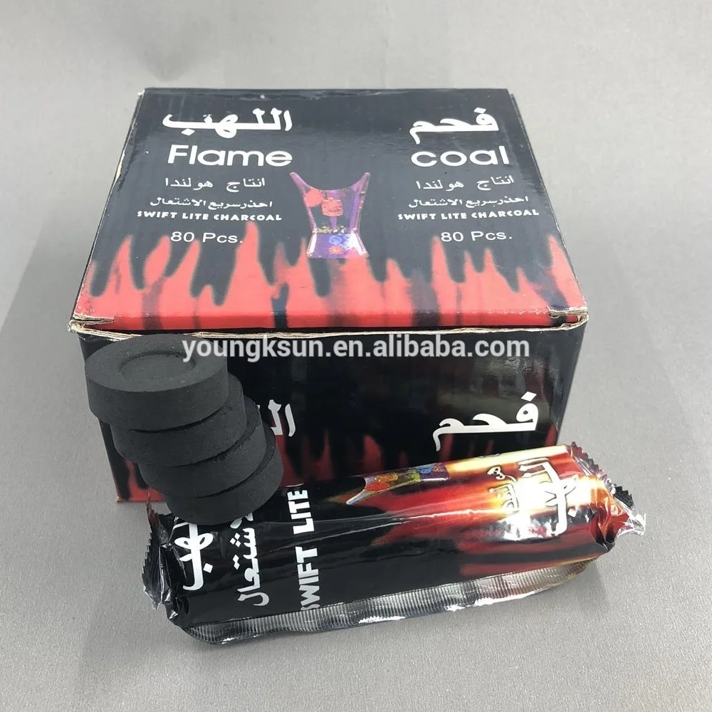 
YKS 33mm pure bamboo Flame coal round shisha charcoal tablets for sale 